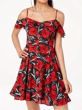 B Darlin Red Floral Dress size 9/10 NWT